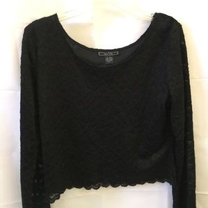 Harris Wallace BLACK LARGE LACY LINED Blouse SHEER